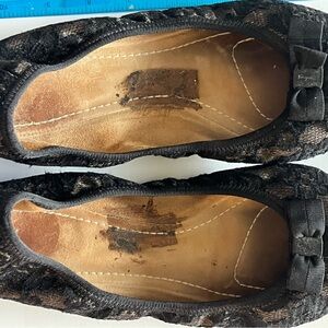 Elegant Ferragamo Black Lace Women's Flats